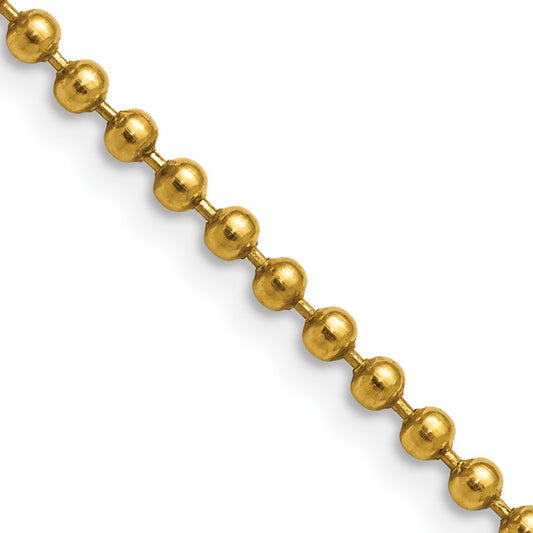 Stainless Steel Polished Yellow IP-plated 3mm 24in Ball Chain