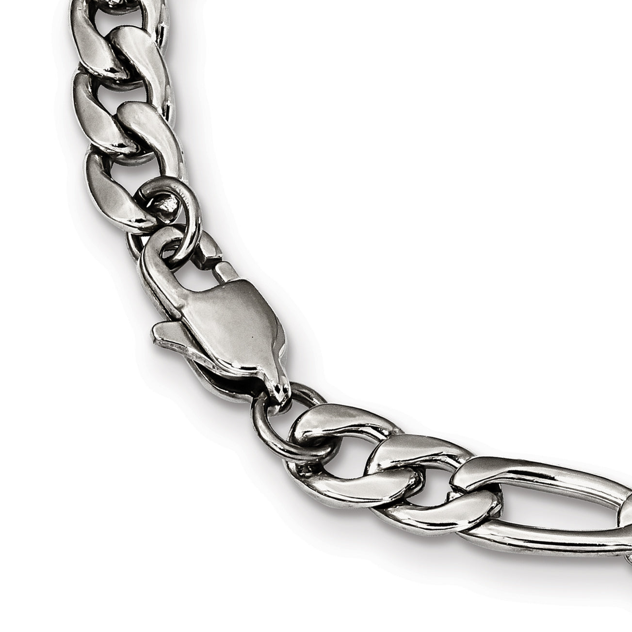 Stainless Steel Polished 24in Figaro Chain