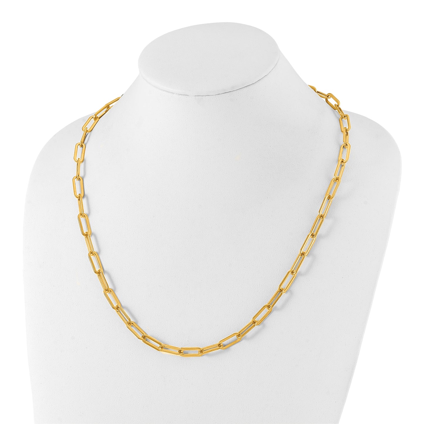 Stainless Steel Polished Yellow IP Open Link Paperclip 24in Chain Necklace