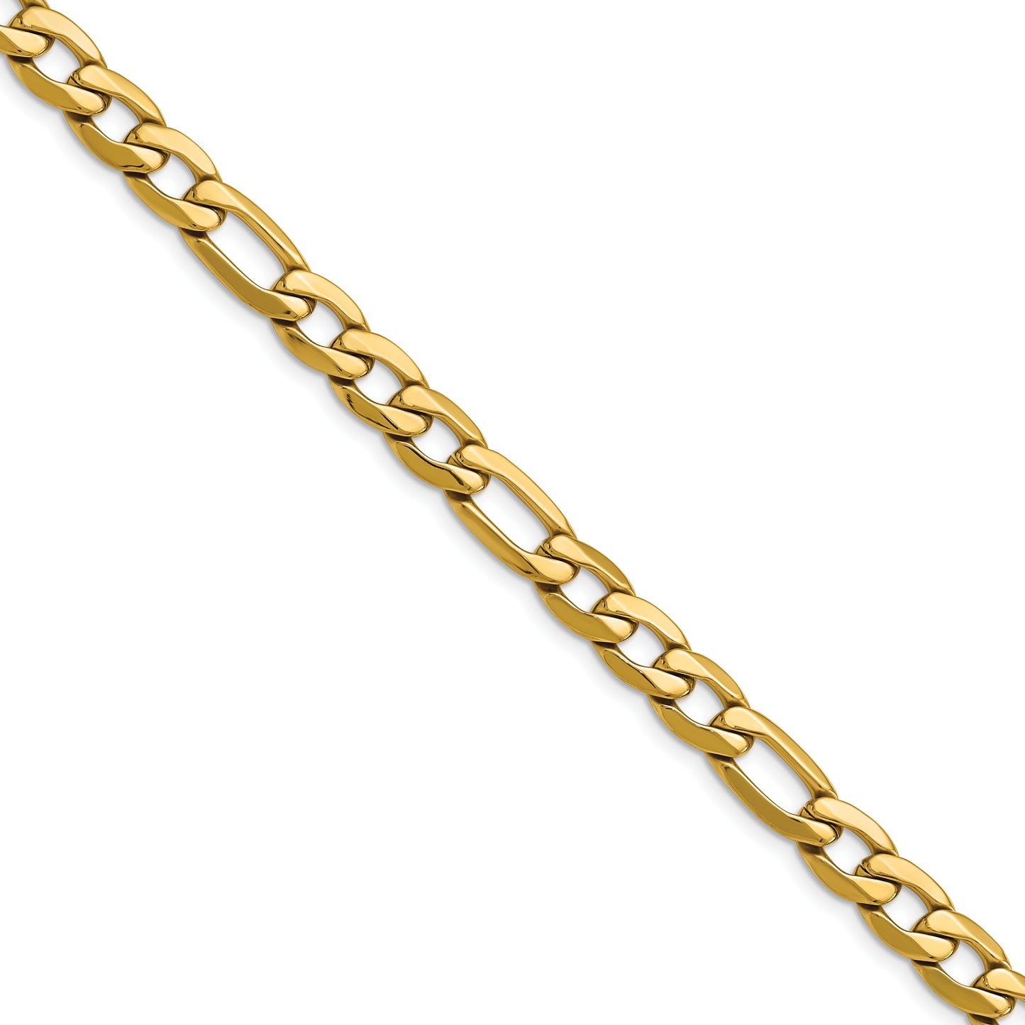 Stainless Steel Polished Yellow IP-plated 7.50mm Figaro 23.5in Necklace