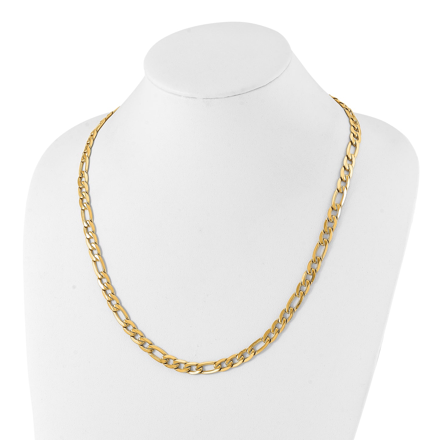 Stainless Steel Polished Yellow IP-plated 7.50mm Figaro 23.5in Necklace