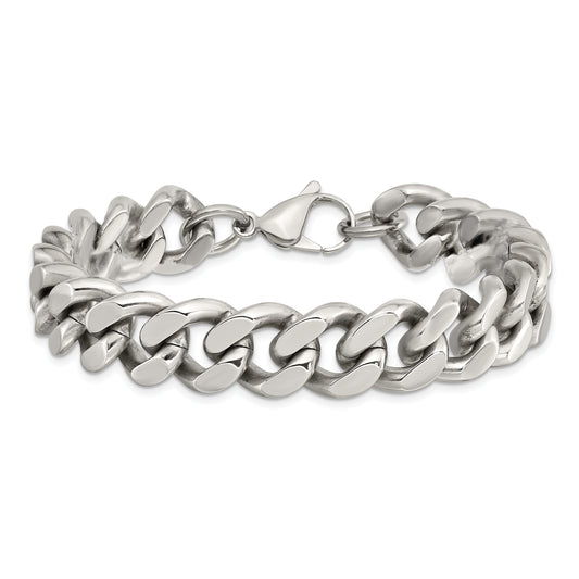 Stainless Steel Polished 13.75mm 8.5in Curb Chain