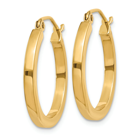 14k 2mm Square Tube Hoop Earrings