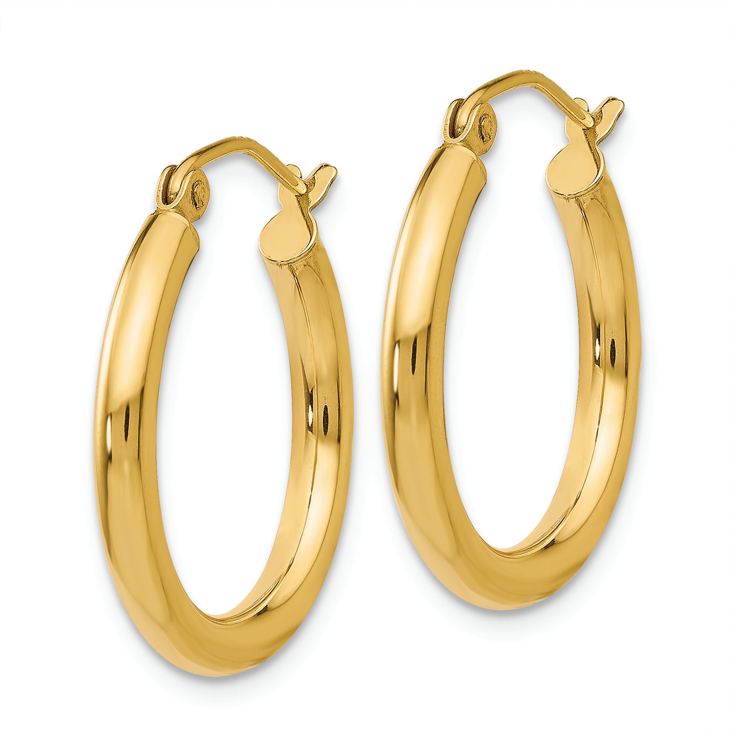 14K Polished 2.5mm Tube Hoop Earrings