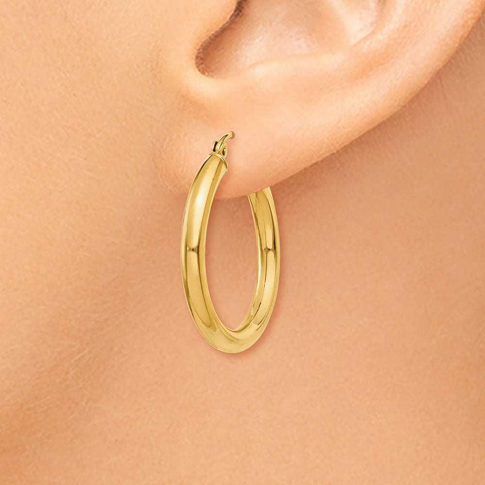 14k Polished 3mm Lightweight Tube Hoop Earrings