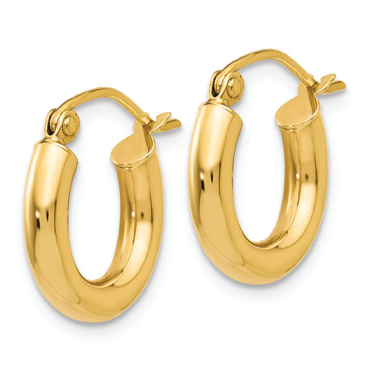 14k Polished 3mm Lightweight Tube Hoop Earrings