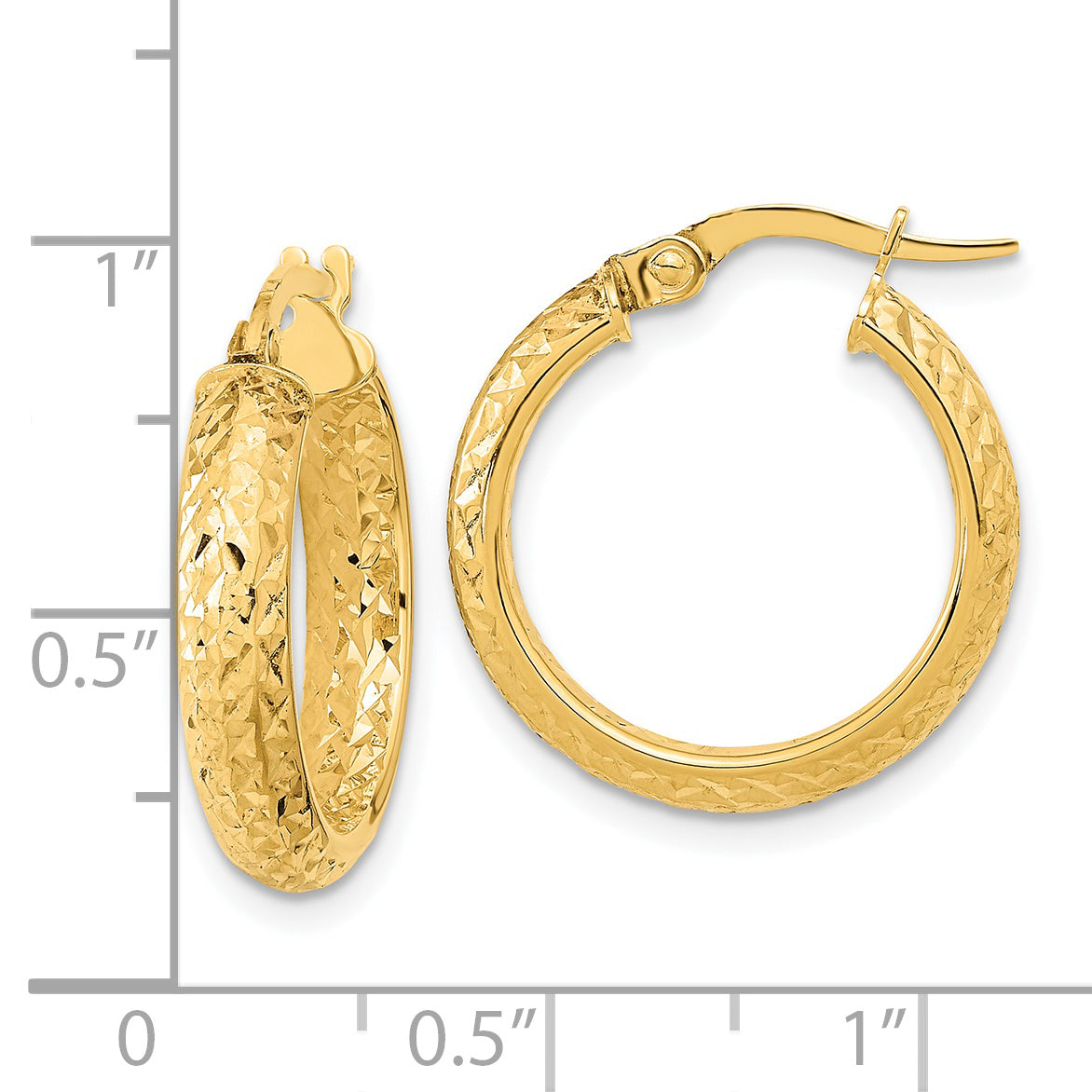 14K Polished and Diamond-cut Inside and Out Fancy Hoop Earrings