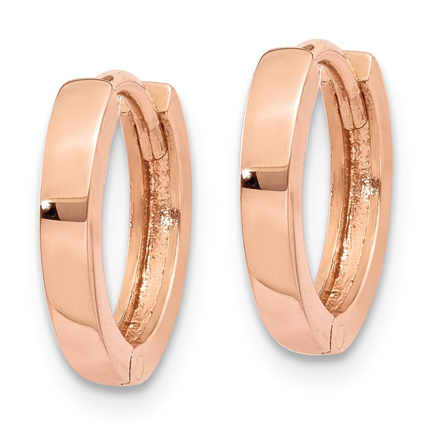 14k Rose Gold Round Hinged Hoop Earrings