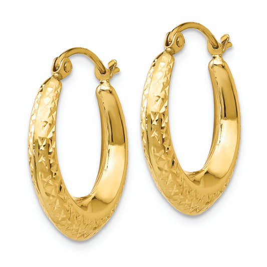 14K Textured Hollow Hoop Earrings