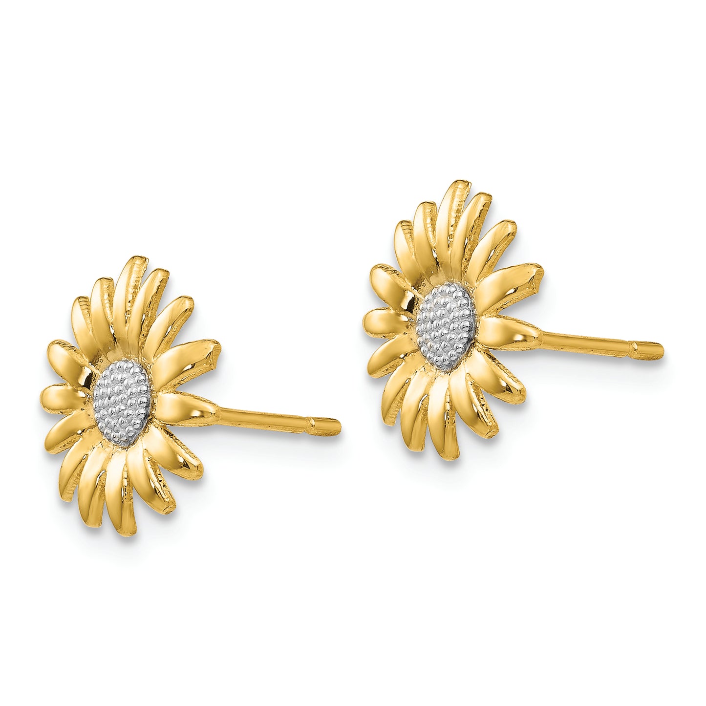 14k & Rhodium Mini Daisy Post Earrings