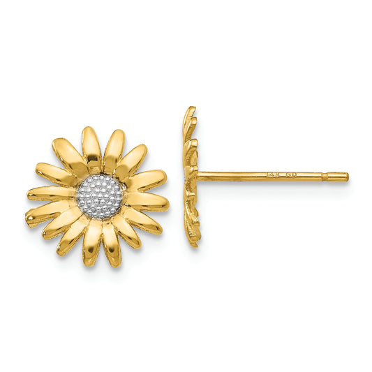 14k & Rhodium Mini Daisy Post Earrings