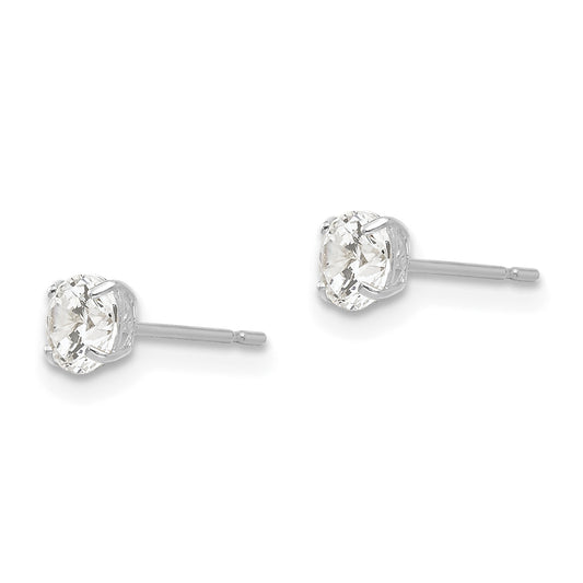 14k White Gold 4mm Round CZ Post Earrings