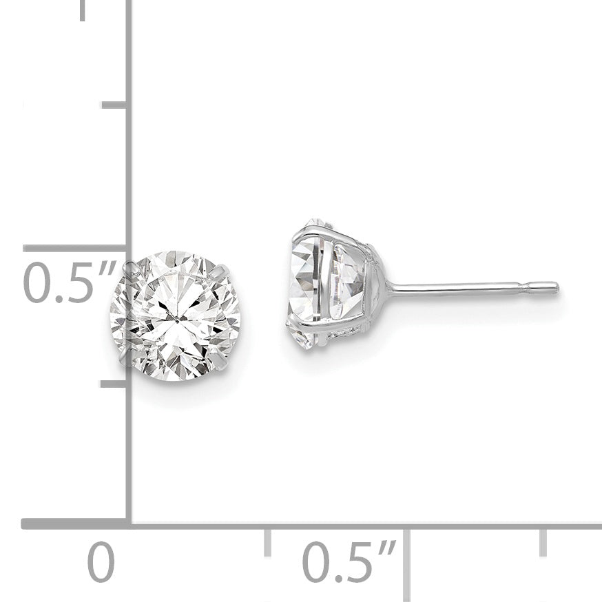 14k White Gold 6mm Round CZ Post Earrings