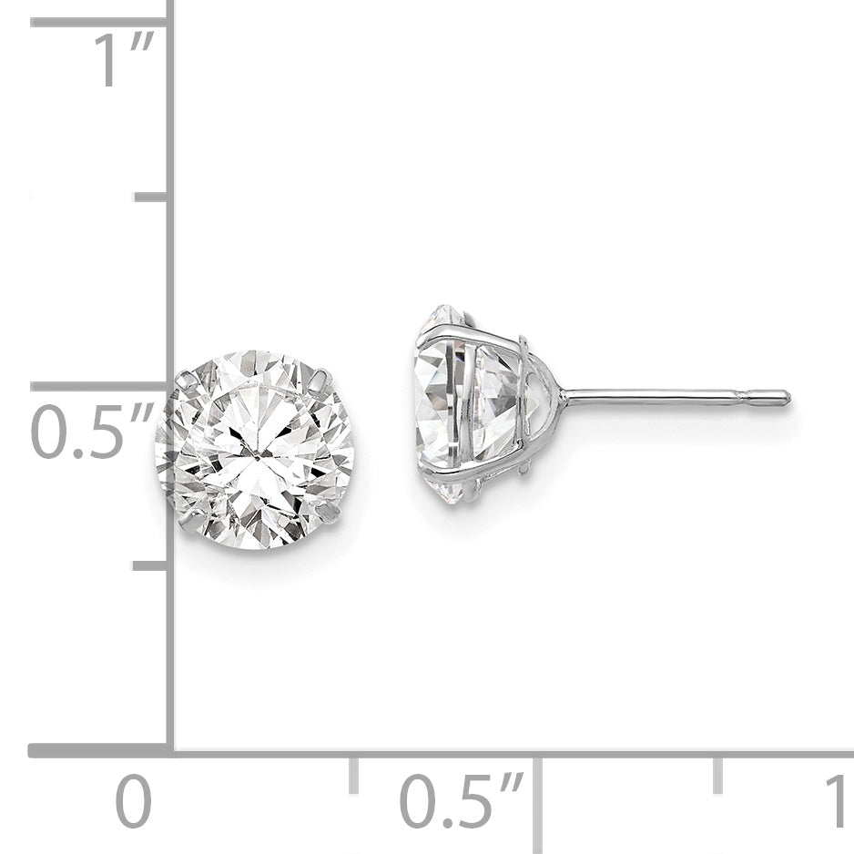 14k White Gold 7mm Round CZ Post Earrings