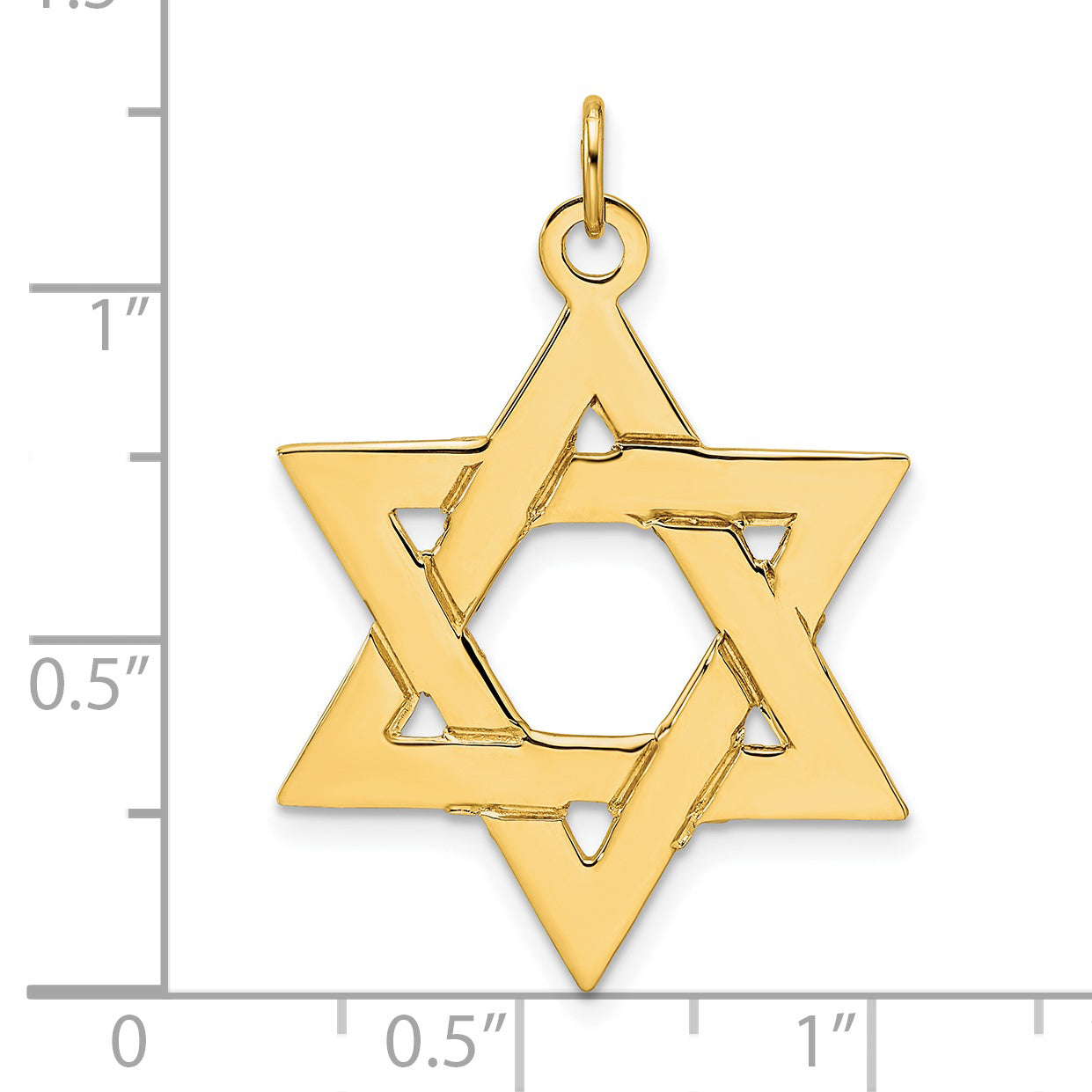 14k Polished Solid Star of David Pendant