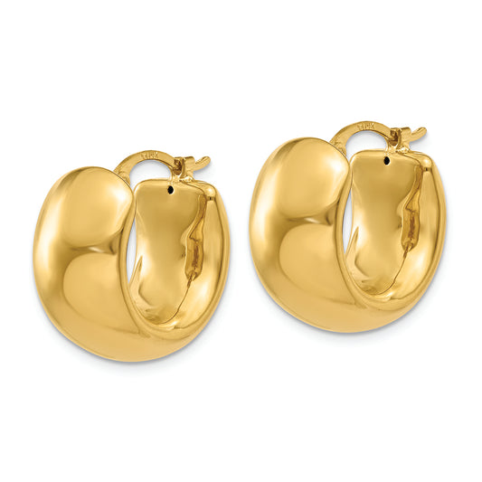 14k Wide Puffed Hoop Earrings