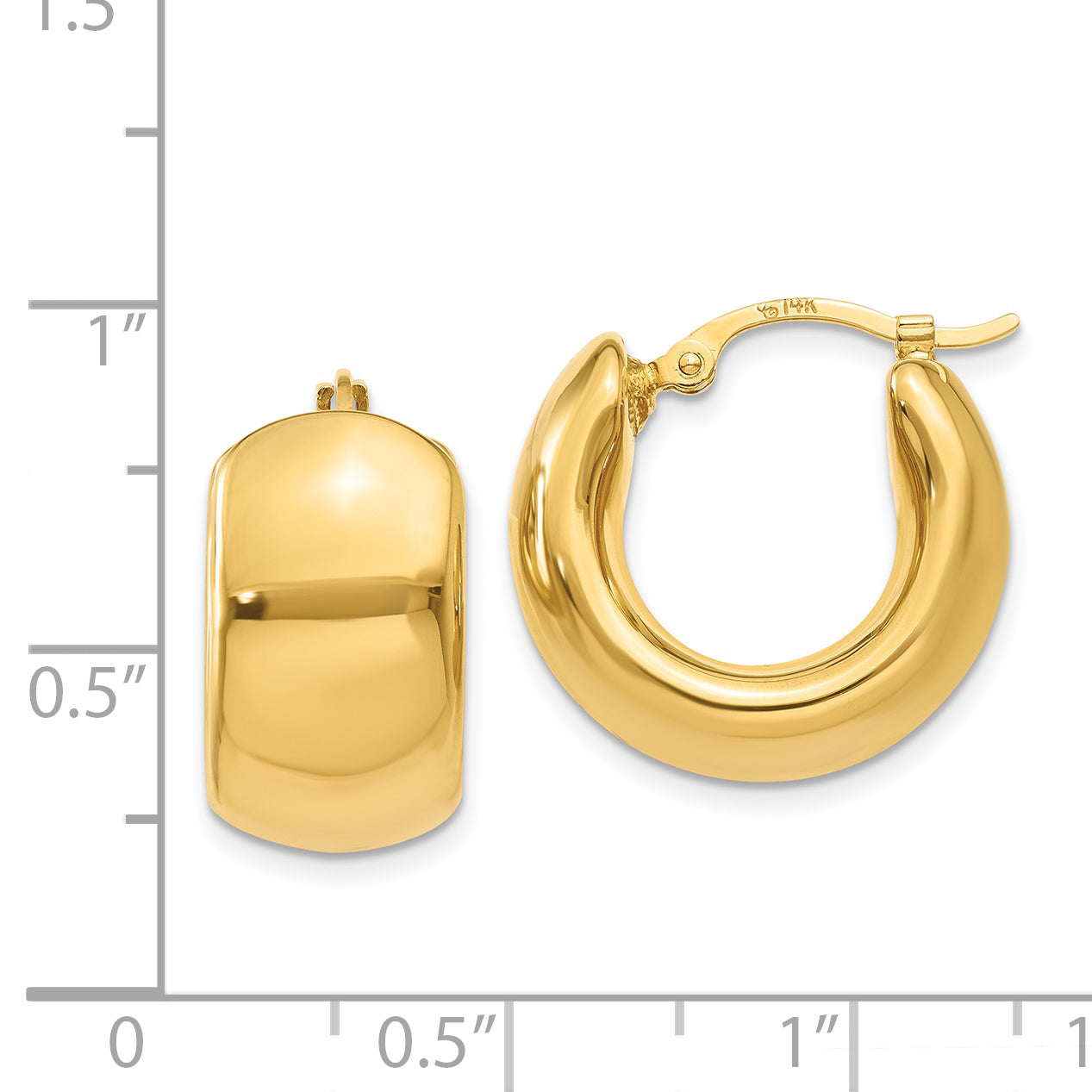 14k Wide Puffed Hoop Earrings