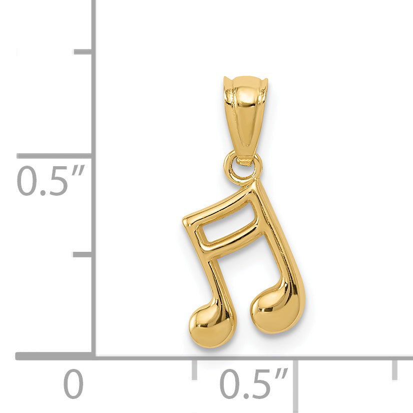 14k Gold Polished Music Note Pendant