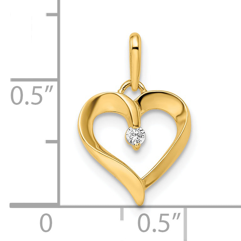 14k CZ Heart Pendant