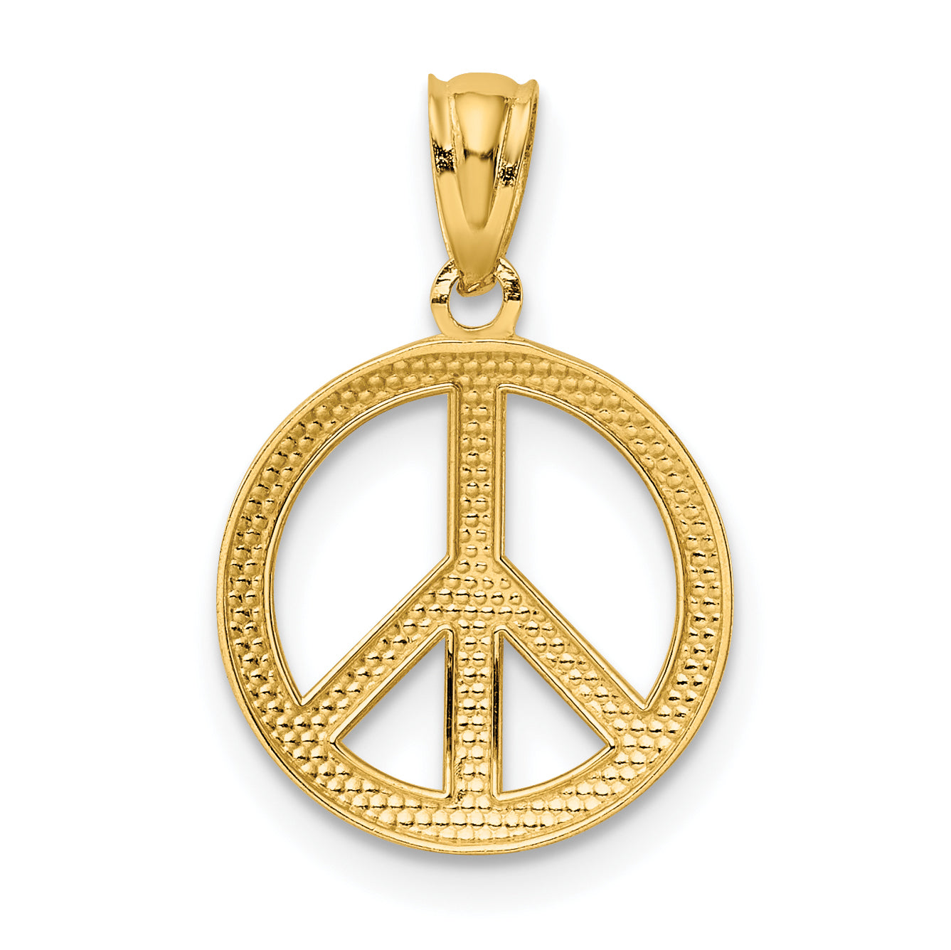 14k Polished Peace Sign Circle Pendant