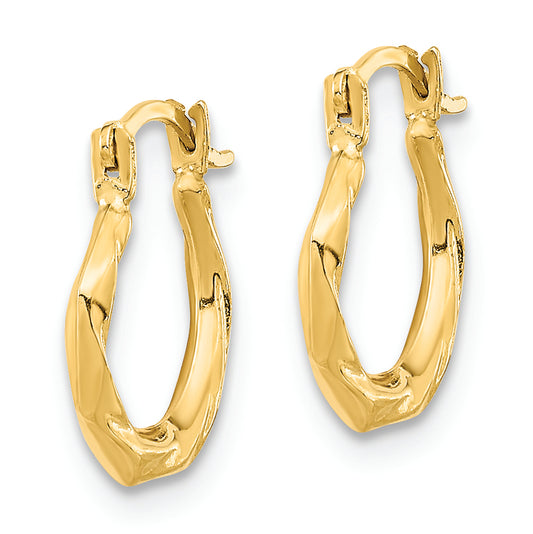 14K Polished Twist Hoop Earrings