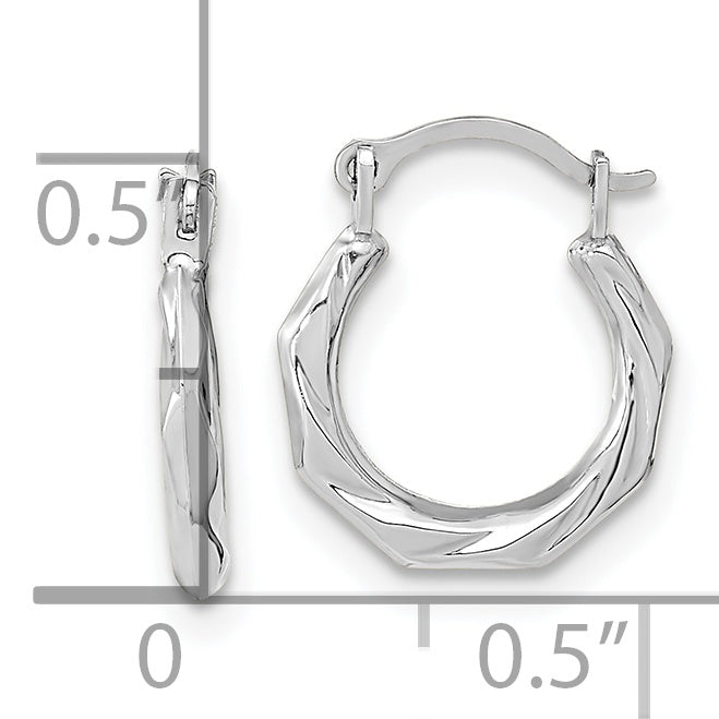 14K White Gold Polished Twist Hoop Earrings