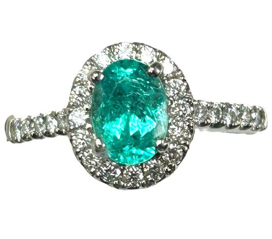 RING, PLTN, PARAIBA TOURMALINE, OVAL