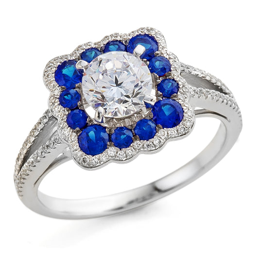 RING, 14KW, SAPPHIRE, RD