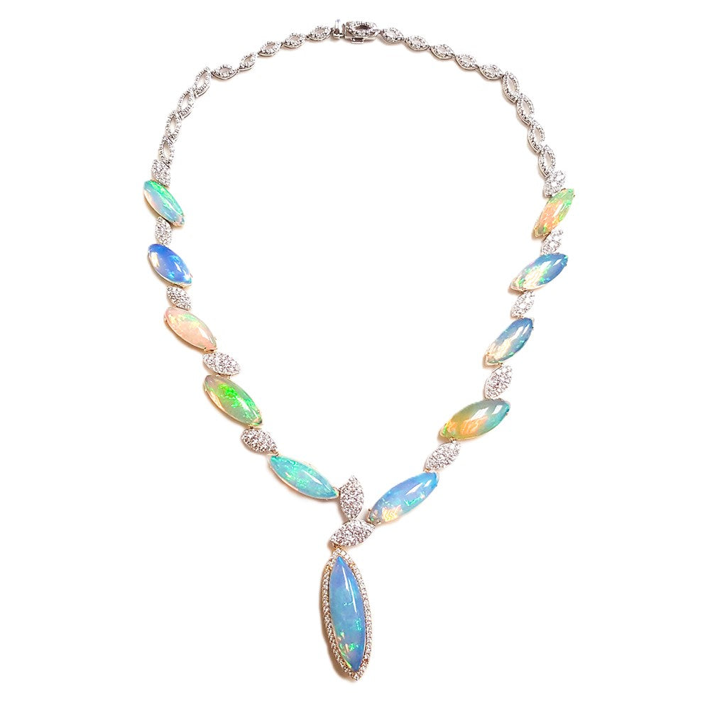 NECKLACE, 14KW, OPAL, MQ, VIVID, ETHIOPIAN