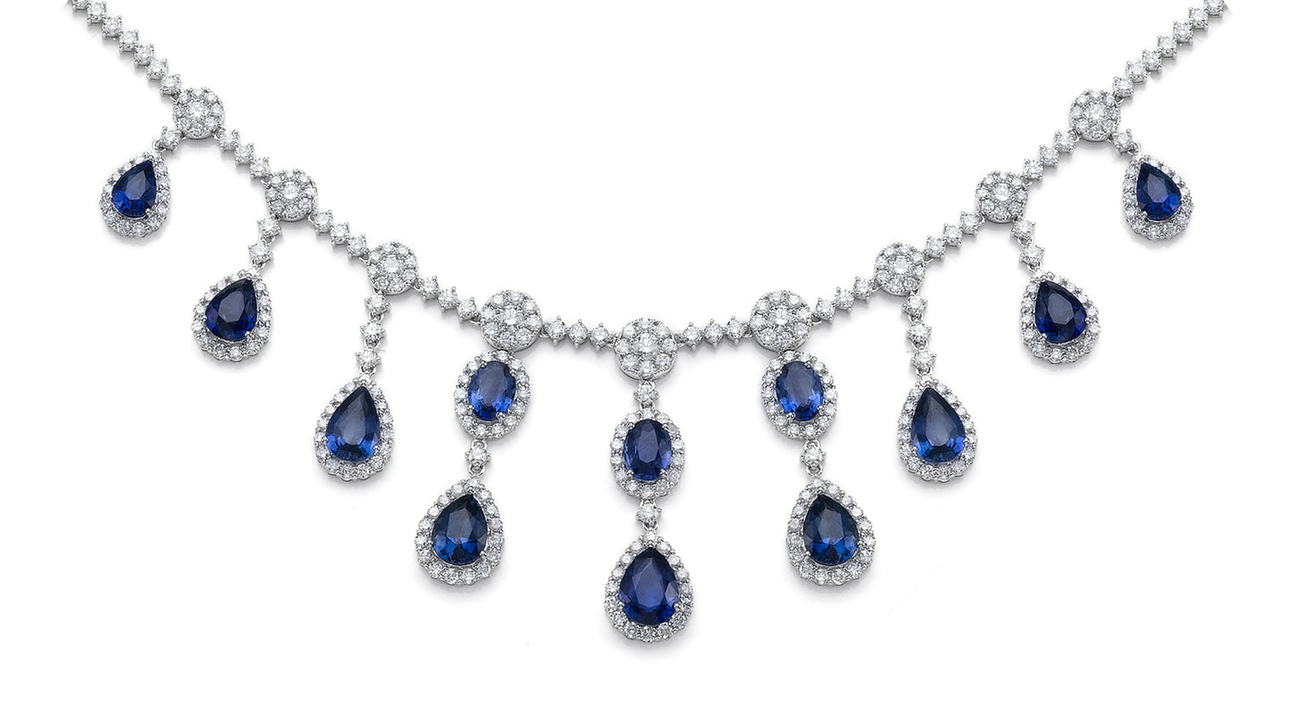 NECKLACE, 18KW, SAPPHIRE, P/S