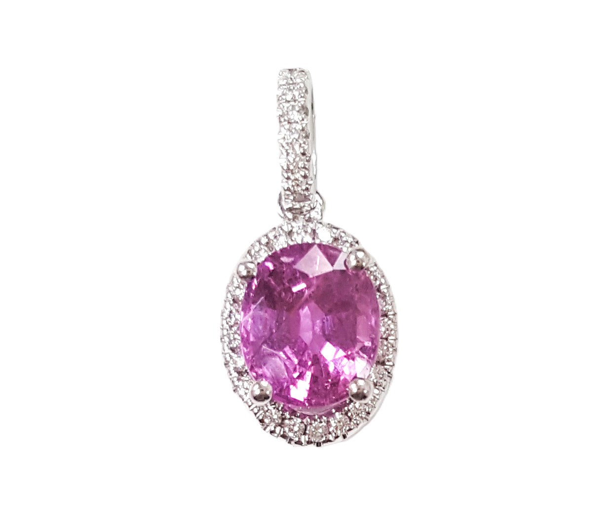 PENDANT, 14KW, PINK SAPPHIRE, OVAL, 7x5 mm