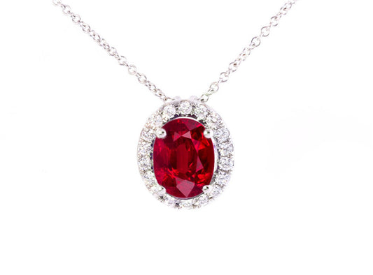 PENDANT, 14KW, RUBY, OVAL, 8x6 mm