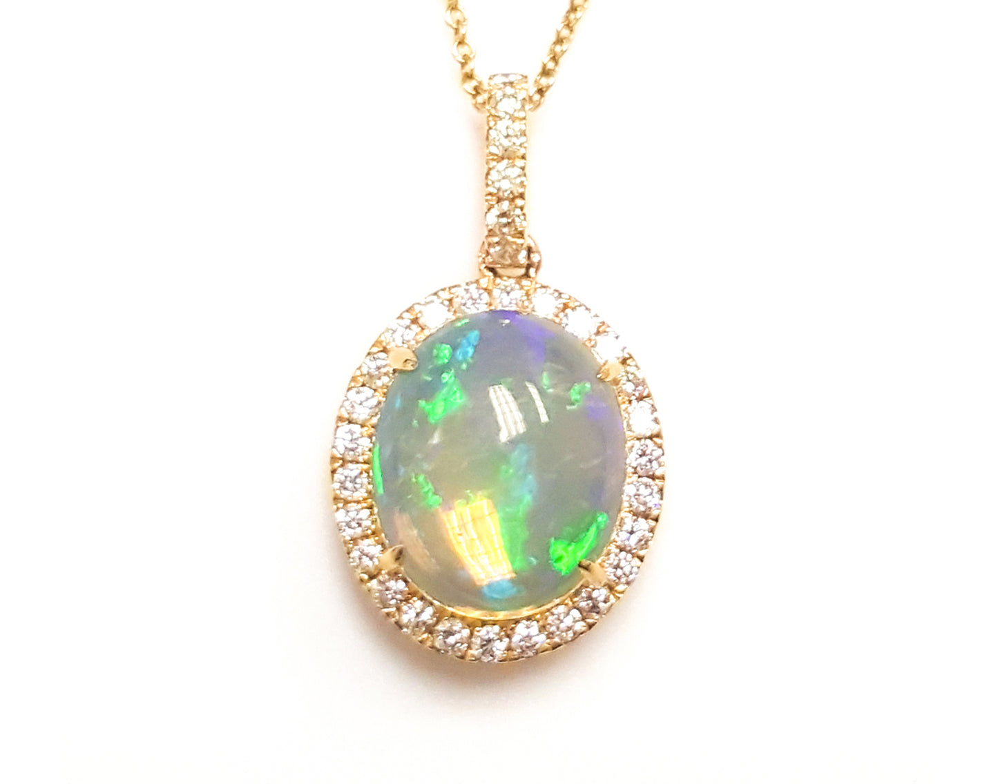 PENDANT, 14KW, OPAL, OVAL, 10x8 mm