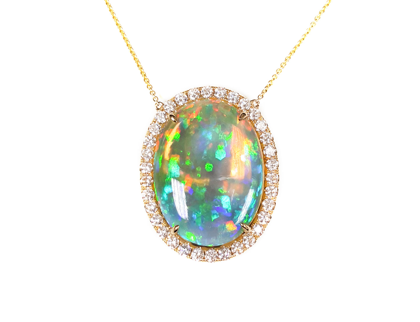 PENDANT, 14KW, OPAL, OVAL