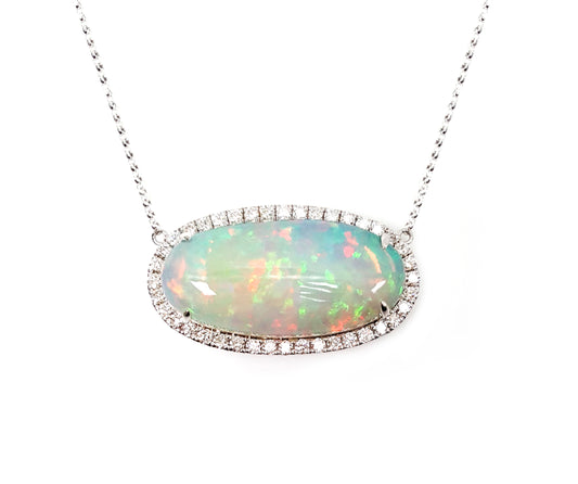 PENDANT, 14KW, OPAL, OVAL