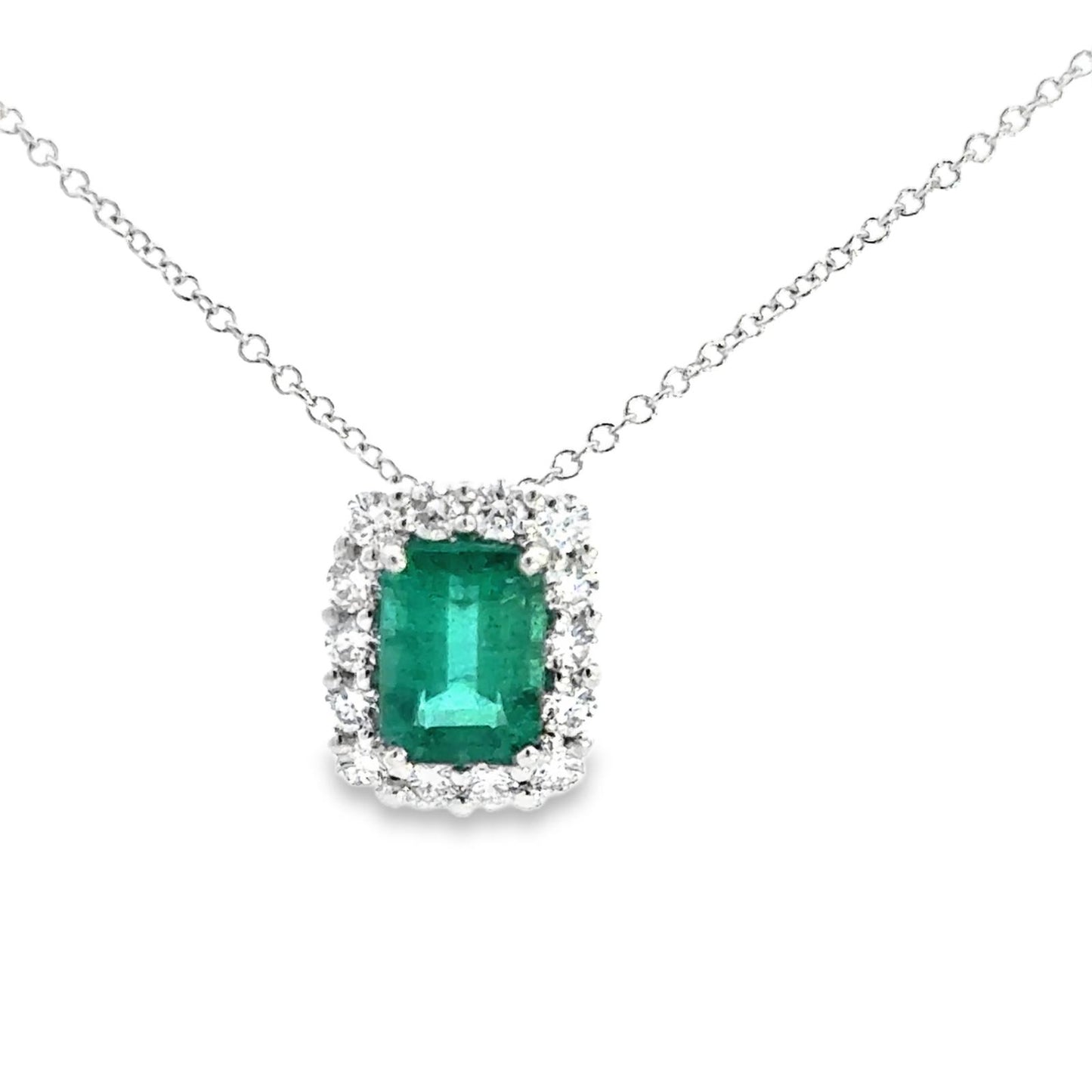 PENDANT, 14KW, EMERALD, E/C, 7x5 mm, G/VS