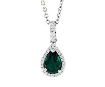 PENDANT, 14KW, EMERALD, P/S, 7x5 mm