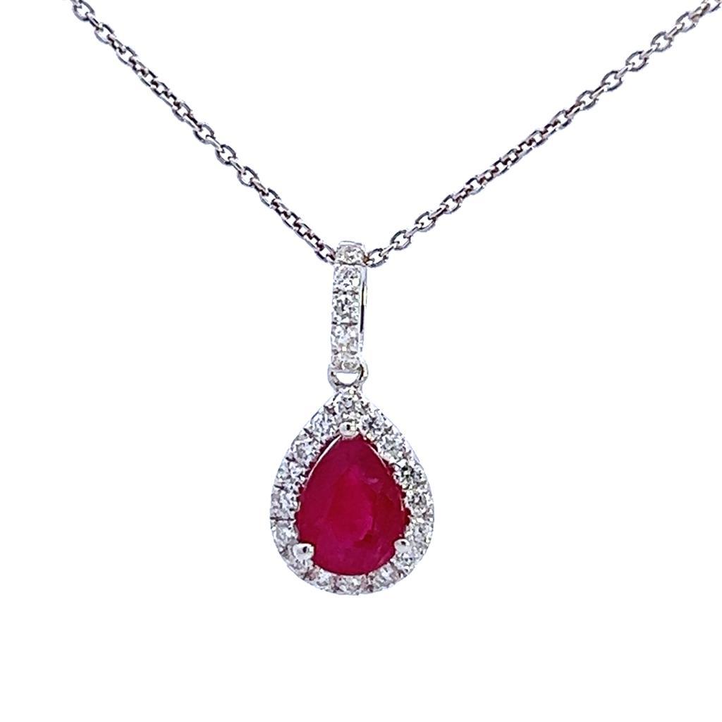 PENDANT, 14KW, RUBY, P/S, 7x5 mm