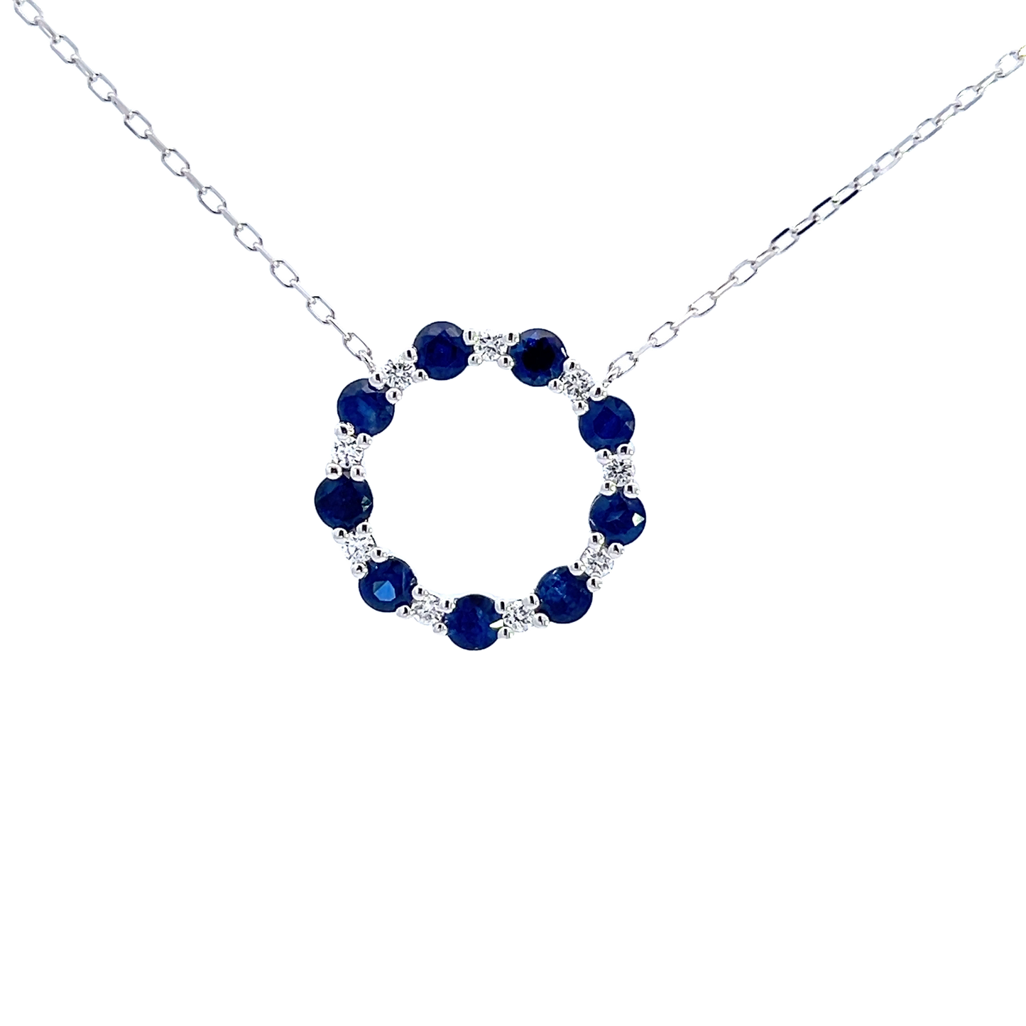 PENDANT, 14KW, SAPPHIRE, RD