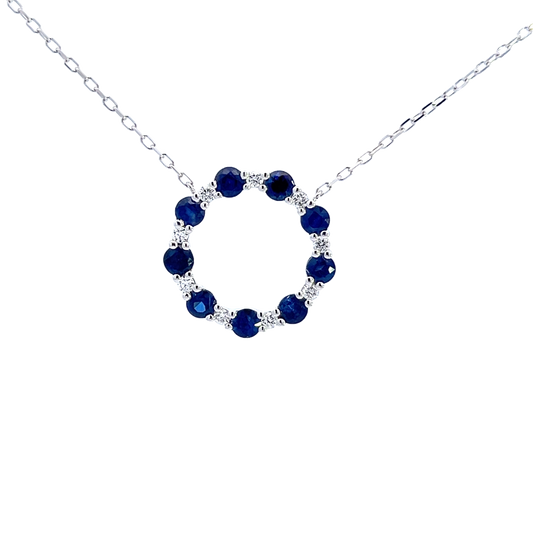 PENDANT, 14KW, SAPPHIRE, RD