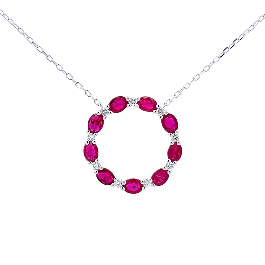 PENDANT, 14KW, RUBY, OVAL