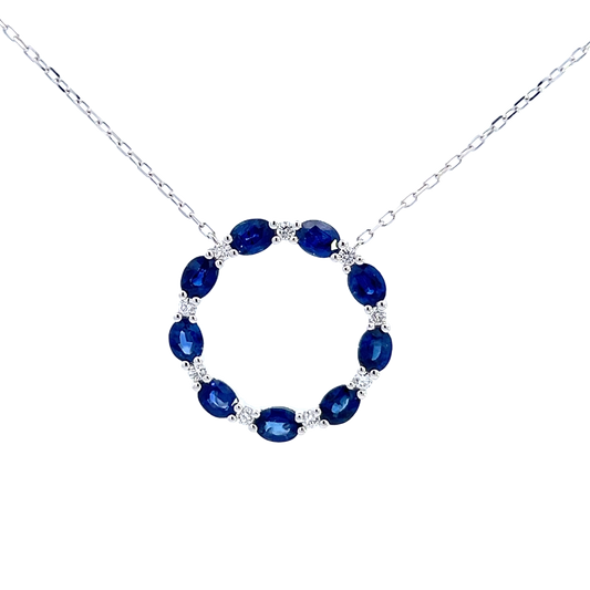 PENDANT, 14KW, SAPPHIRE, OVAL, 4x3 mm