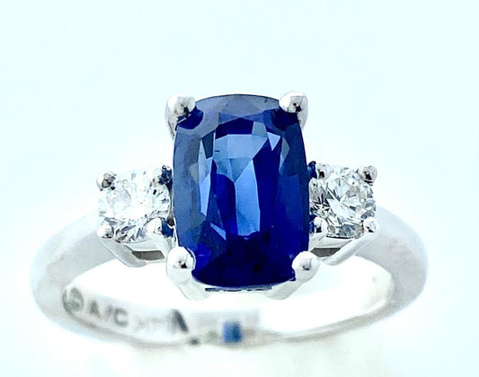 RING, 14KW, SAPPHIRE, E/C, VIVID, GEM, MADAGASCAR