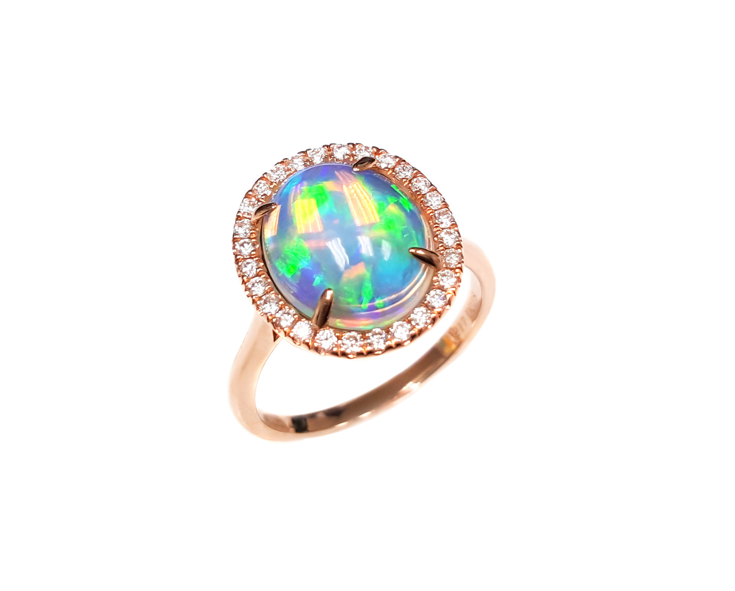 RING, 14KR, OPAL, OVAL, 12x10mm