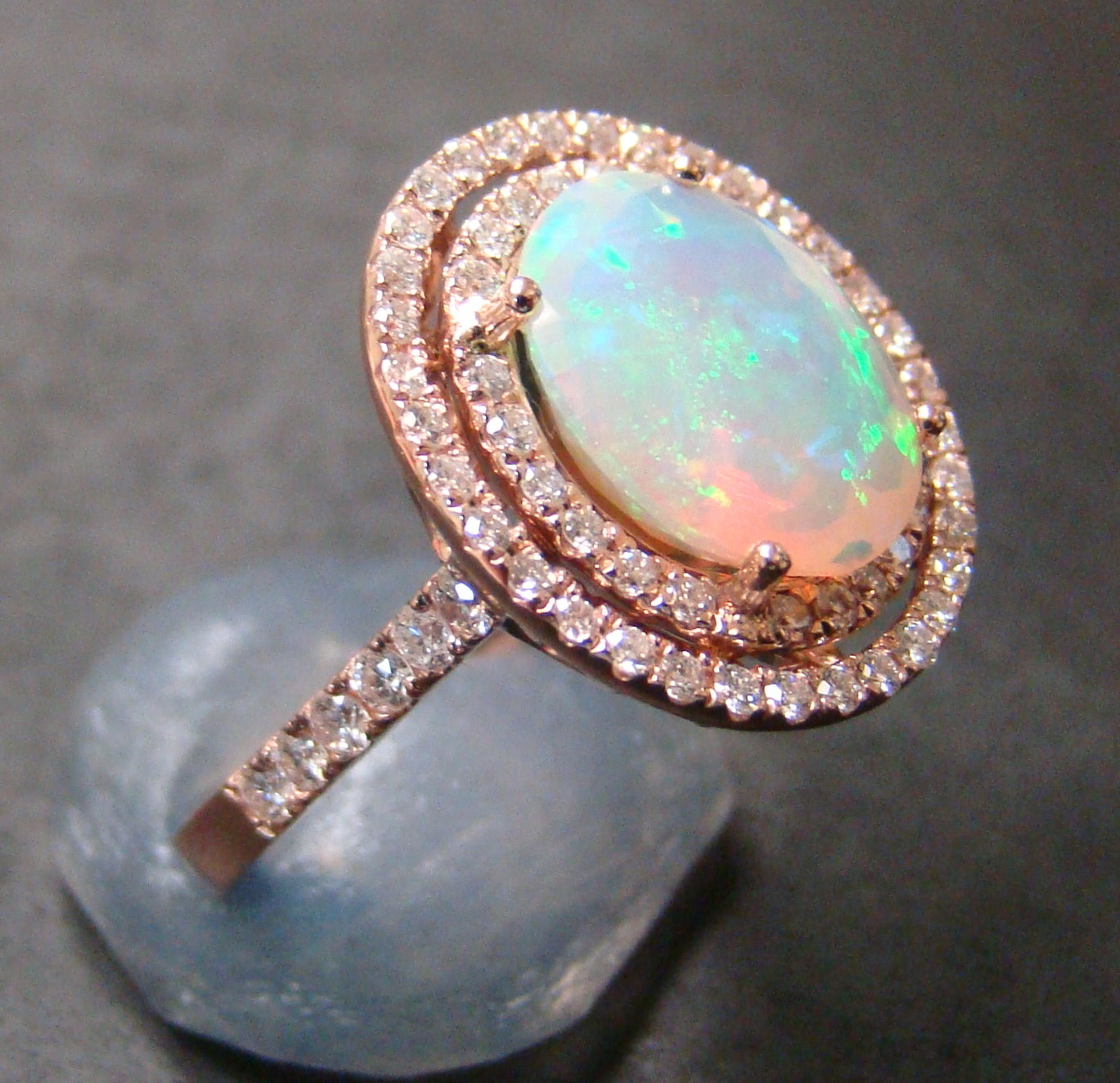 RING, 14KW, OPAL, OVAL