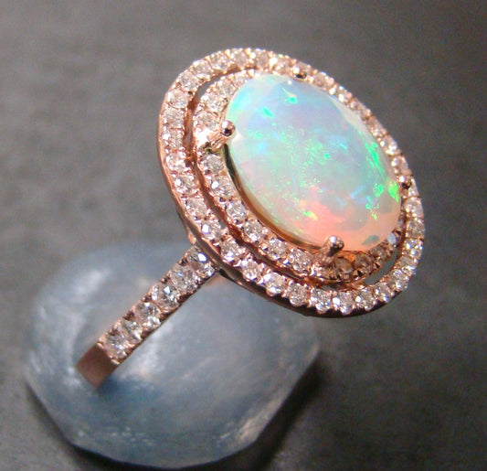 RING, 14KW, OPAL, OVAL