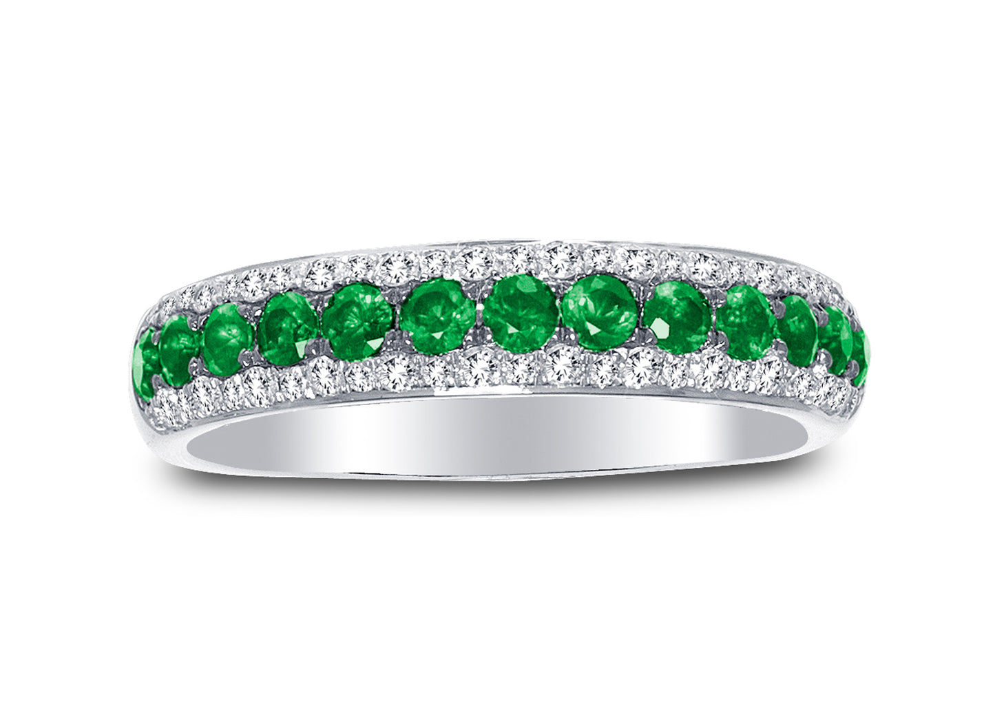 RING, 14KW, EMERALD, RD, 5 pt