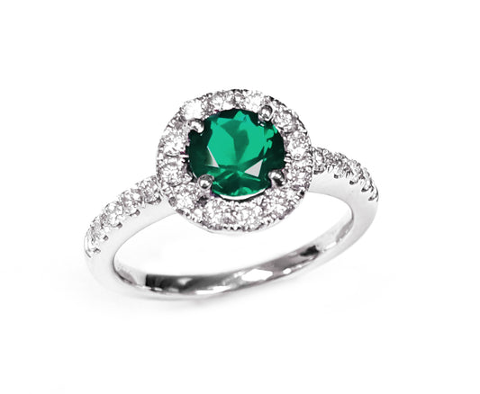 RING, 14KW, EMERALD, RD, 5.00 mm