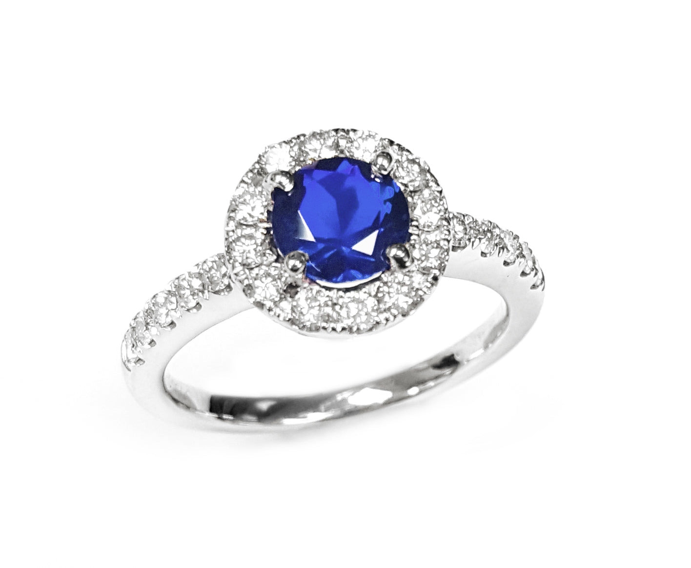 RING, 14KW, SAPPHIRE, RD, 5.00 mm