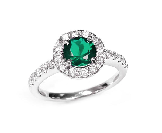 RING, 14KW, EMERALD, RD, 5.50 mm